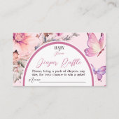 バタフライベビー開花ベビーシャワーおむつラッフル エンクロージャーカード (正面)