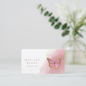 バタフライホットピンクウォーター色 名刺 (スタンド正面)