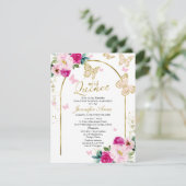 バタフライホットピンクフローラスペインのキンセアニェラ 招待状 (スタンド正面)
