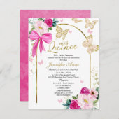 バタフライホットピンクボウフローラスペインのキンセアニェラ 招待状 (正面/裏面)