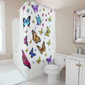 バタフライホワイトショーカーテン シャワーカーテン (インサイチュ)