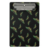 バタフライボタニカルフラワーブラックとホワイト ミニクリップボード (正面)