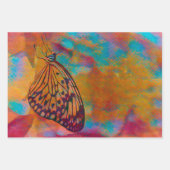 バタフライボヘミアンブルーオレンジヒッピーの切り離し ラッピングペーパーシート (正面2)