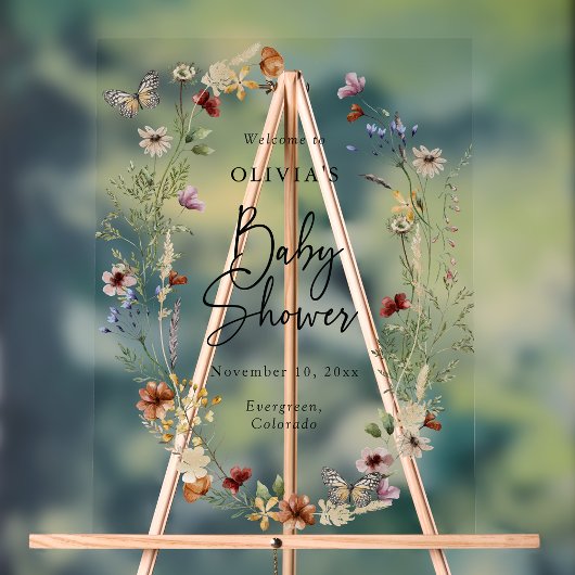 バタフライボホベイビーシャワーアクリルサイン アクリルサイン