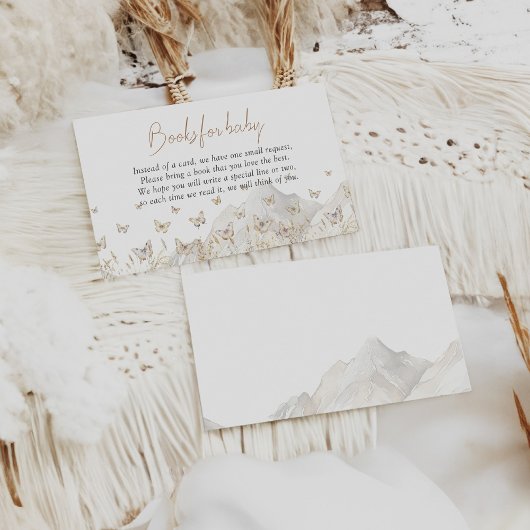 バタフライボホワイルドフラワーベビーシャワーブックリクエスト エンクロージャーカード