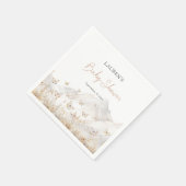 バタフライボホワイルドフラワーベビーシャワー スタンダードカクテルナプキン (角)