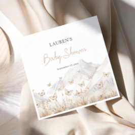 バタフライボホワイルドフラワーベビーシャワー スタンダードカクテルナプキン