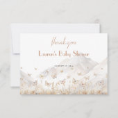 バタフライボーホ山女の子ベビーシャワー サンキューカード (正面)