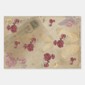 バタフライポストスタンププリントパターン ラッピングペーパーシート (正面3)