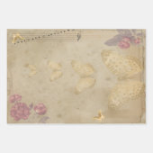 バタフライポストスタンププリントパターン ラッピングペーパーシート (正面)