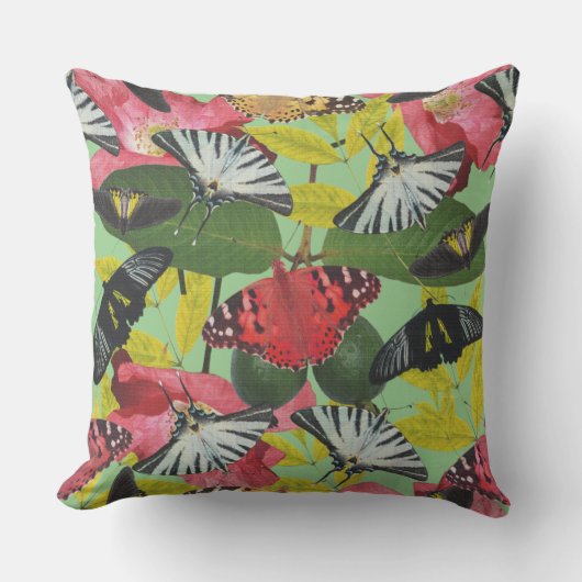 バタフライポピーカラフルナルールデザイン アウトドアクッション (正面)
