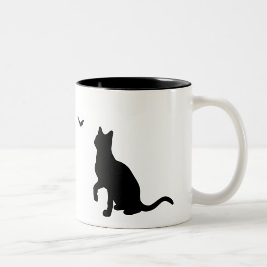 バタフライマグカップ付き猫 ツートーンマグカップ (右)