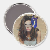 バタフライマスク付き女性 マグネット (正面/裏面)