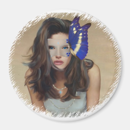 バタフライマスク付き女性 マグネット (正面)