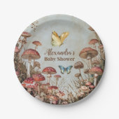 バタフライマッシュルームウッドランド自然ベビーシャワー ペーパープレート (正面)