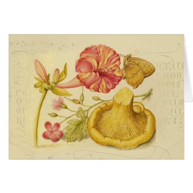 バタフライマッシュルーム花の水絵画色の (正面横)