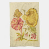 バタフライマッシュルーム花の水絵画色の キッチンタオル (縦)