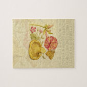 バタフライマッシュルーム花の水絵画色の ジグソーパズル (横)