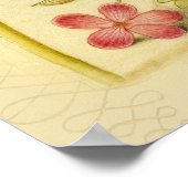 バタフライマッシュルーム花の水絵画色の ポスター (角)