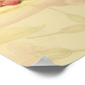 バタフライマッシュルーム花の水絵画色の ポスター (角)