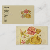 バタフライマッシュルーム花の水絵画色の 名刺 (正面/裏面)