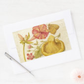 バタフライマッシュルーム花の水絵画色の 長方形シール (封筒)