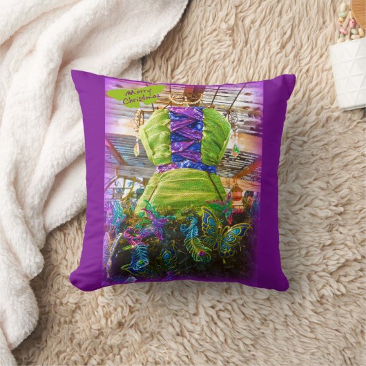 バタフライマネキンドレス型枠クリスマスツリー クッション (ブランケット)