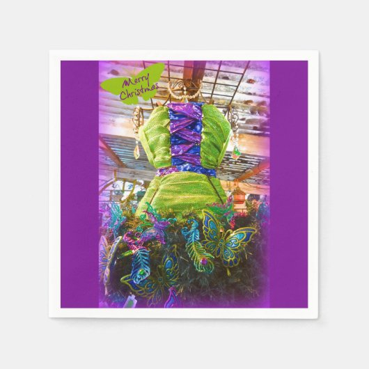 バタフライマネキンドレス型枠クリスマスツリー スタンダードカクテルナプキン (正面)