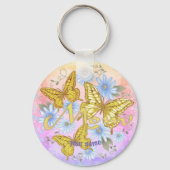 バタフライママ名前をカスタムする キーホルダー (正面)