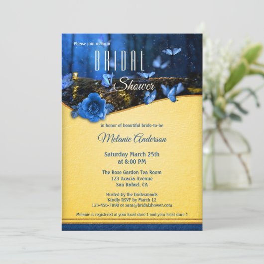 バタフライミッドナイトエンチャントフォレストブライダルシャワー 招待状 (スタンド正面)