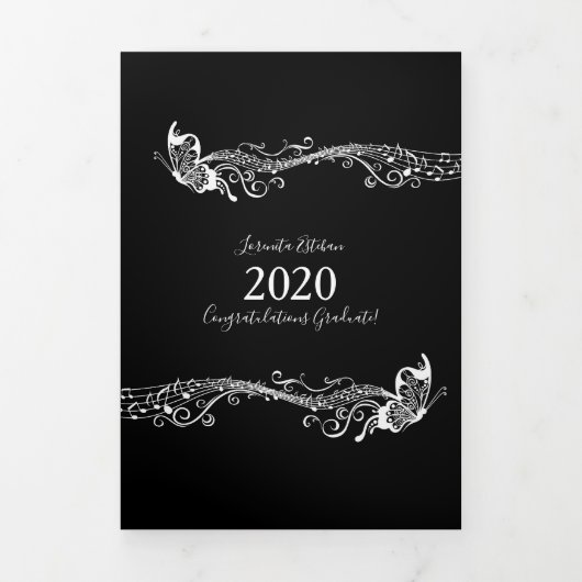 バタフライミュージック卒業3枚の写真 三つ折り案内状 (カバー)