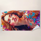 バタフライミューズポートレートアートTシャツ ビーチタオル (正面)