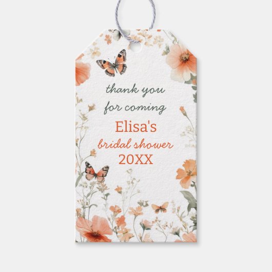 バタフライミードウ ウォーターカラー ブライダルシャワー オーダーメイド ギフトタグ (正面)