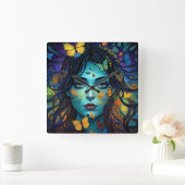 バタフライメイド スクエア壁時計 (ホーム)