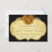 バタフライメタル金ゴールドハート金ゴールドとブラック 出欠カード (正面)