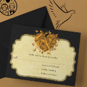 バタフライメタル金ゴールドハート金ゴールドとブラック 出欠カード