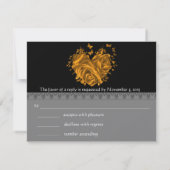 バタフライメタル金ゴールドハートRSVPカード 出欠カード (裏面)