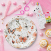 バタフライメドウウォーターカラーかわいらしブライダルシャワー ペーパープレート (パーティー)