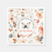 バタフライメドウウォーターカラーカスタムブライダルシャワー スタンダードカクテルナプキン (正面)