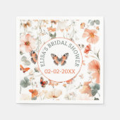 バタフライメドウウォーターカラーカスタムブライダルシャワー スタンダードカクテルナプキン (正面)