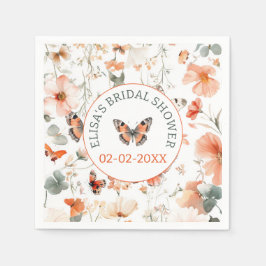 バタフライメドウウォーターカラーカスタムブライダルシャワー スタンダードカクテルナプキン