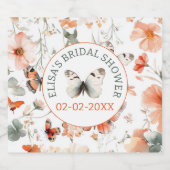 バタフライメドウウォーターカラーカスタムブライダルシャワー スパークリングワインラベル (シングルラベル)