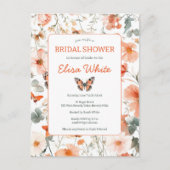 バタフライメドウウォーター色ブライダルシャワーパーティー ポストカード (正面)
