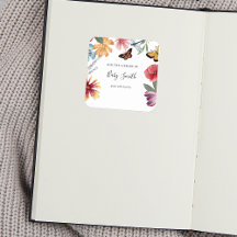 バタフライメドウズベビーシャワー蔵書票