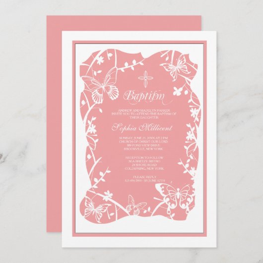 バタフライメドウ宗教的招待状 招待状 (正面/裏面)