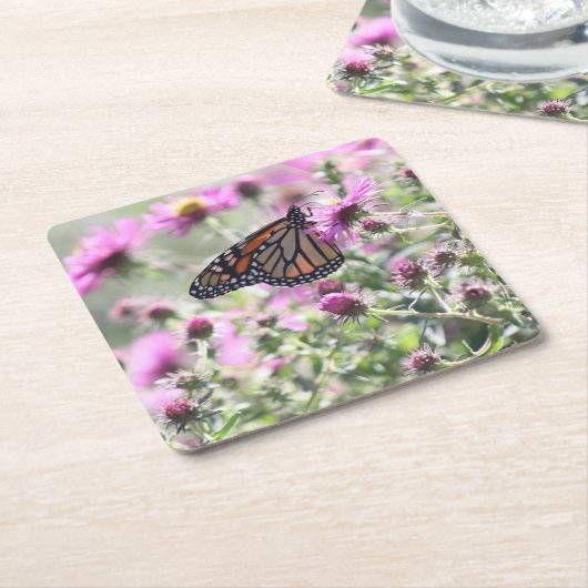 バタフライメドウ スクエアペーパーコースター (アングル)