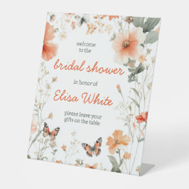 バタフライメドーウォーターブライダルシャワーカスタム 台座サイン