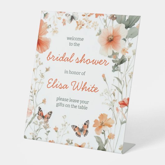 バタフライメドーウォーターブライダルシャワーカスタム 台座サイン (正面)