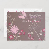 バタフライメドーベビーシャワー招待状 インビテーションポストカード (正面/裏面)