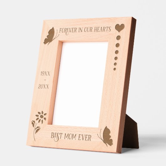 バタフライメモリアル永遠に私たちのハート写真 レーザー彫刻フレーム (左)